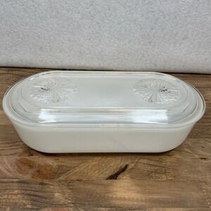 Vintage Fire King Anchor Hocking Milk Glass White Refrigerator Glass Lid Storage
